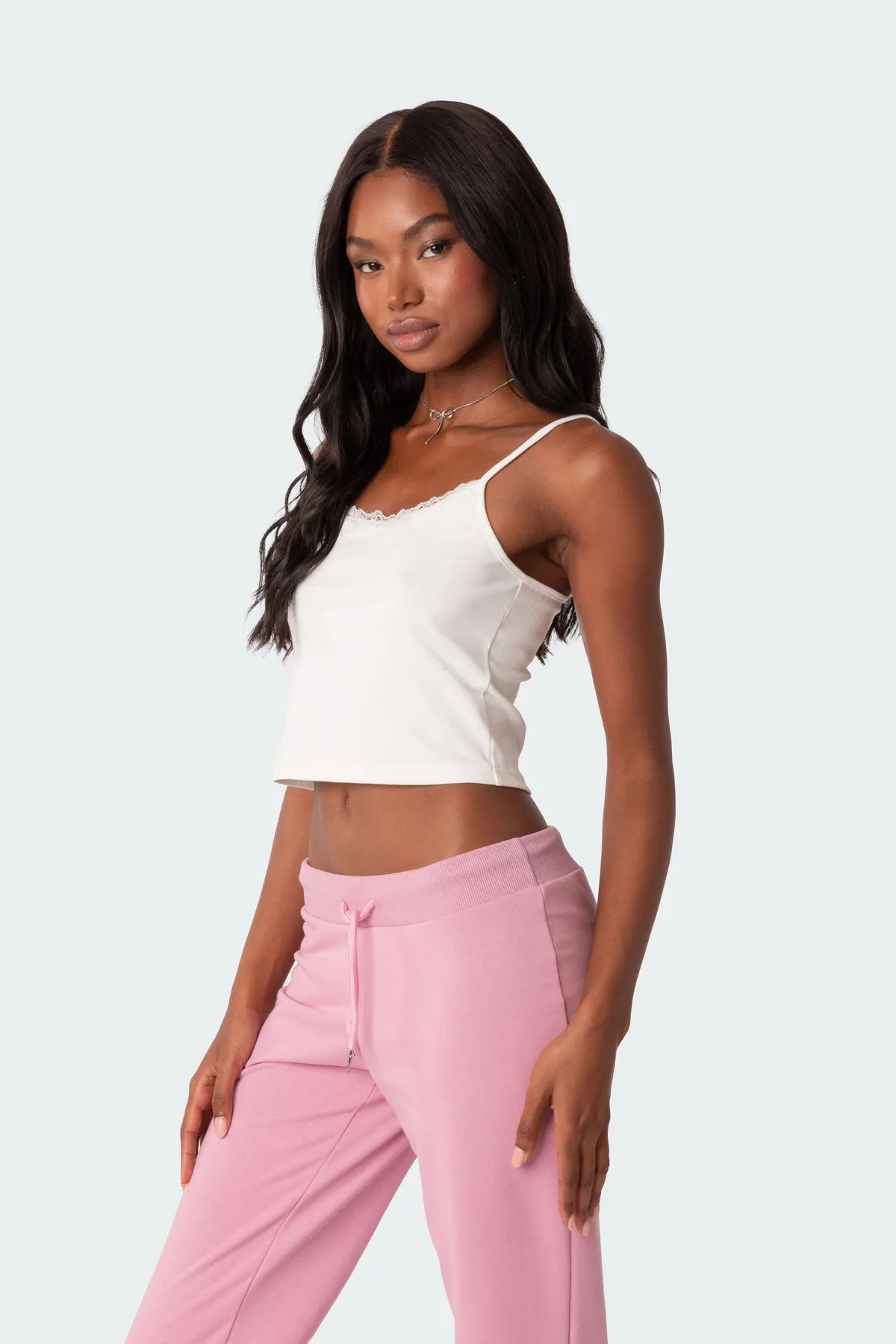 Lace Trim Ribbed Tank Top sold by Edikted product image thumbnail 2