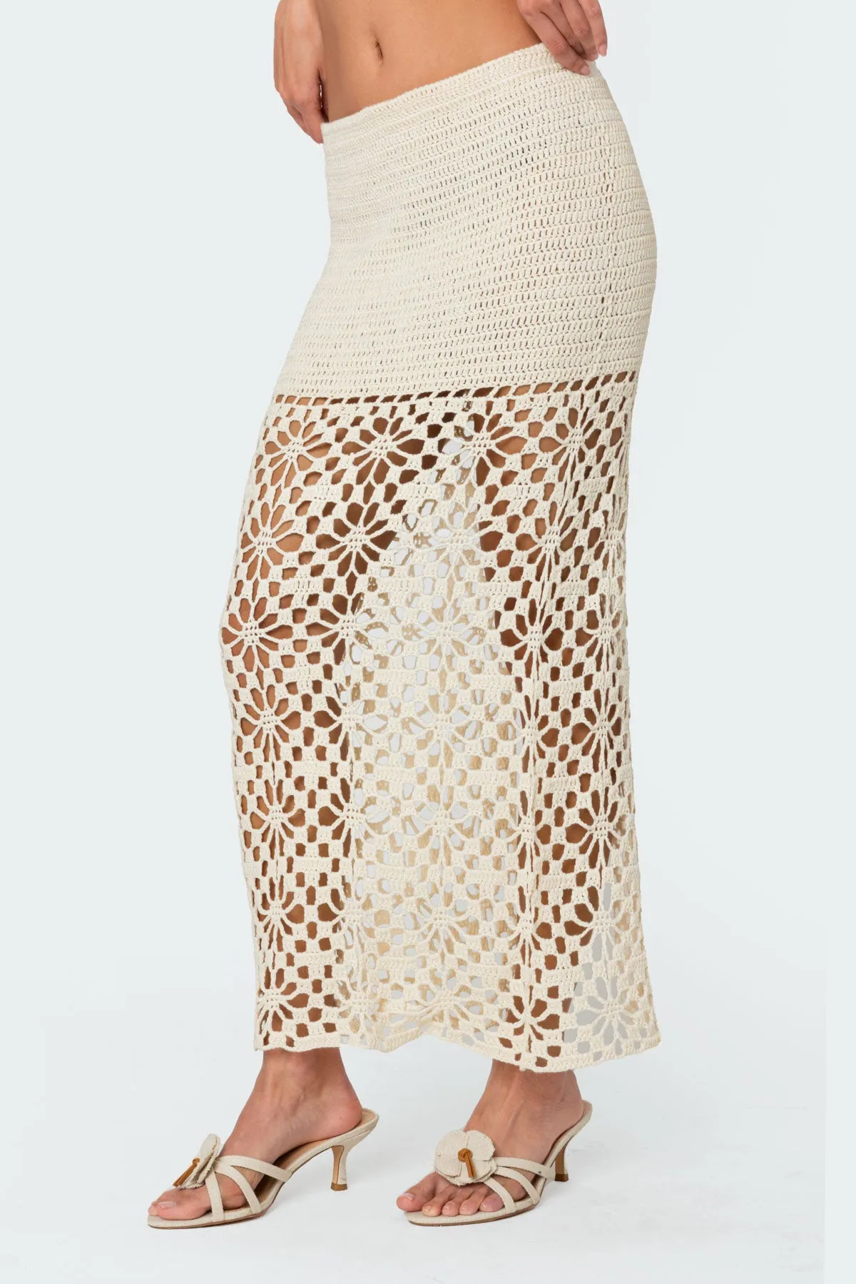 Ida Back Slit Crochet Maxi Skirt sold by Edikted product image thumbnail 4