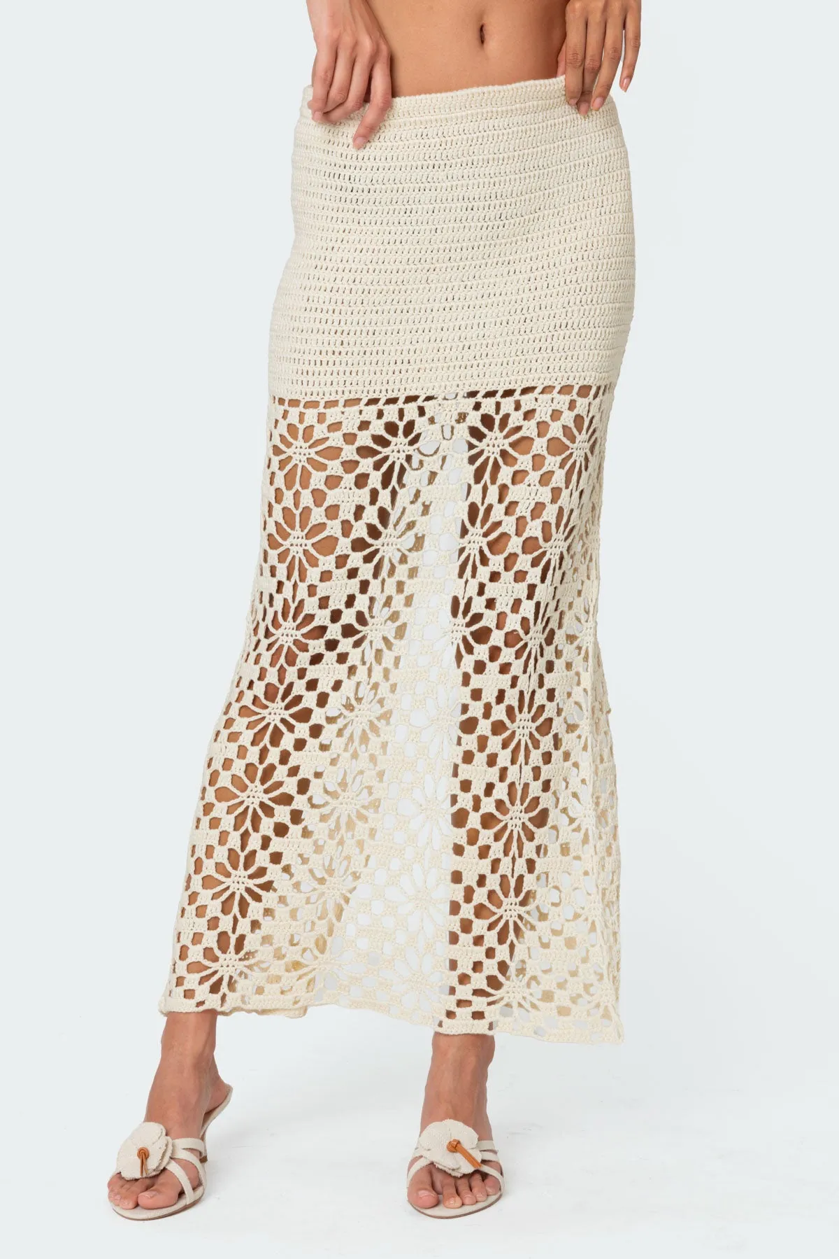 Ida Back Slit Crochet Maxi Skirt sold by Edikted product image thumbnail 2