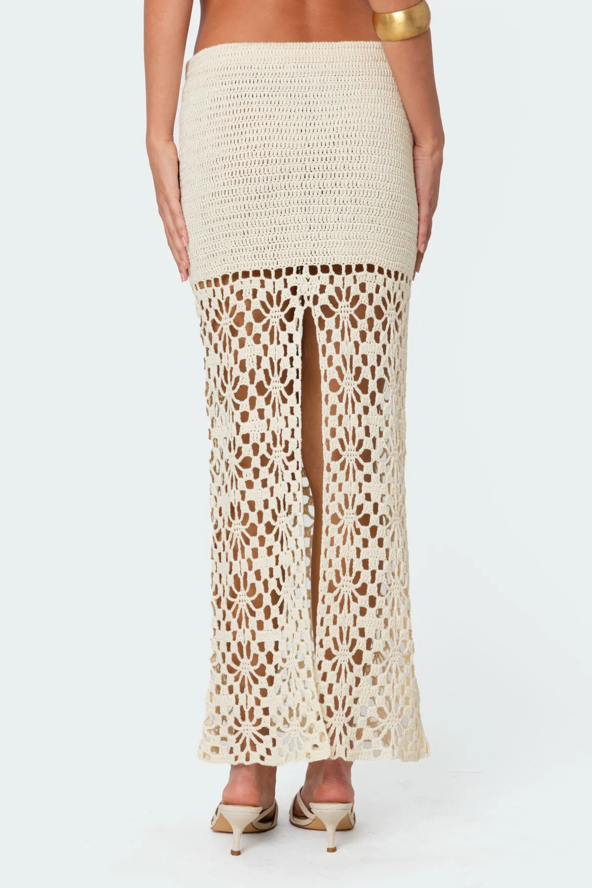 Ida Back Slit Crochet Maxi Skirt sold by Edikted product image thumbnail 5