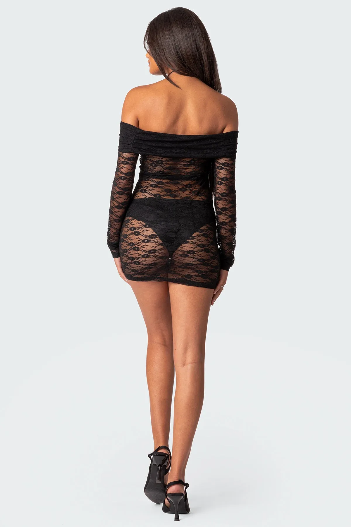 Halle Sheer Lace Mini Dress sold by Edikted product image thumbnail 4