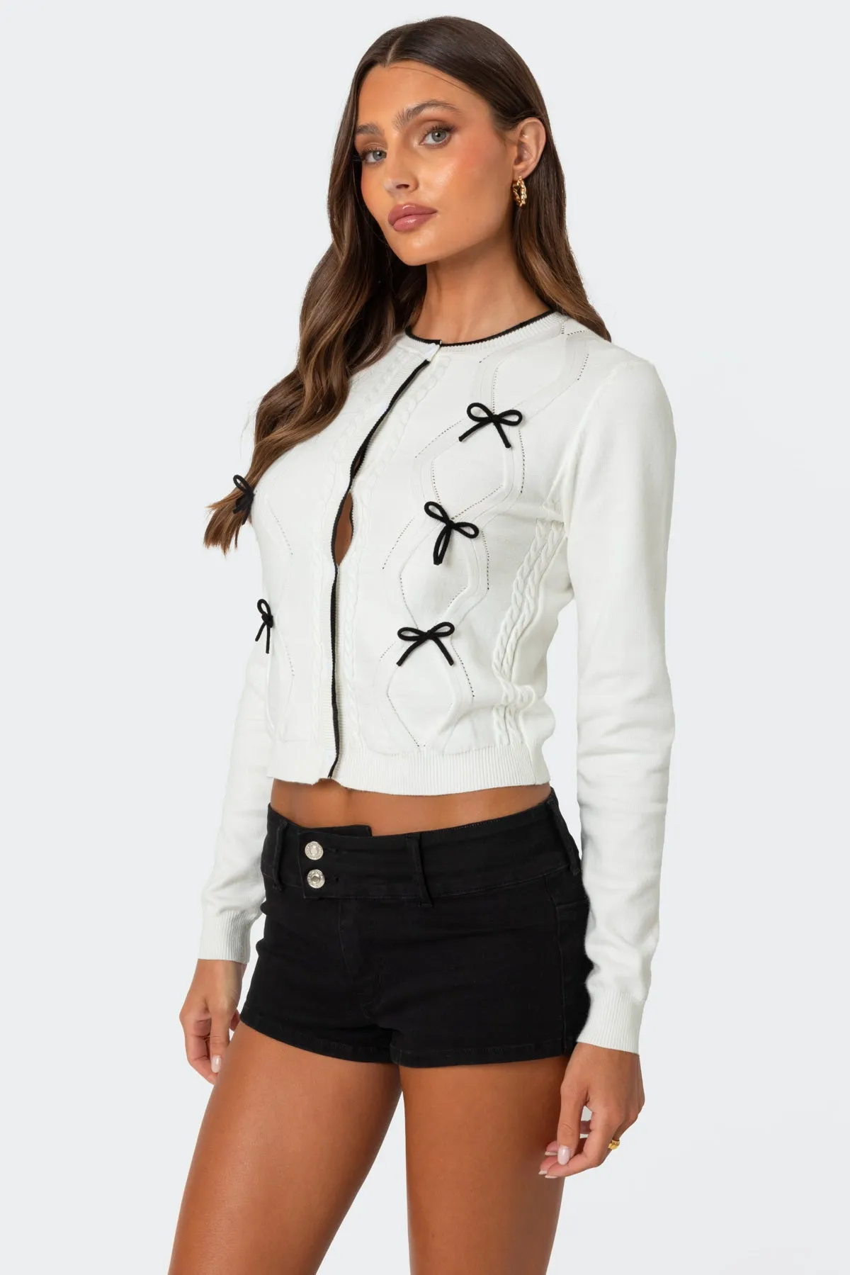 Contrast Bow Knit Cardigan sold by Edikted product image thumbnail 3