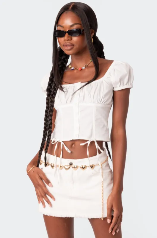 Cottage Button Front Top sold by Edikted