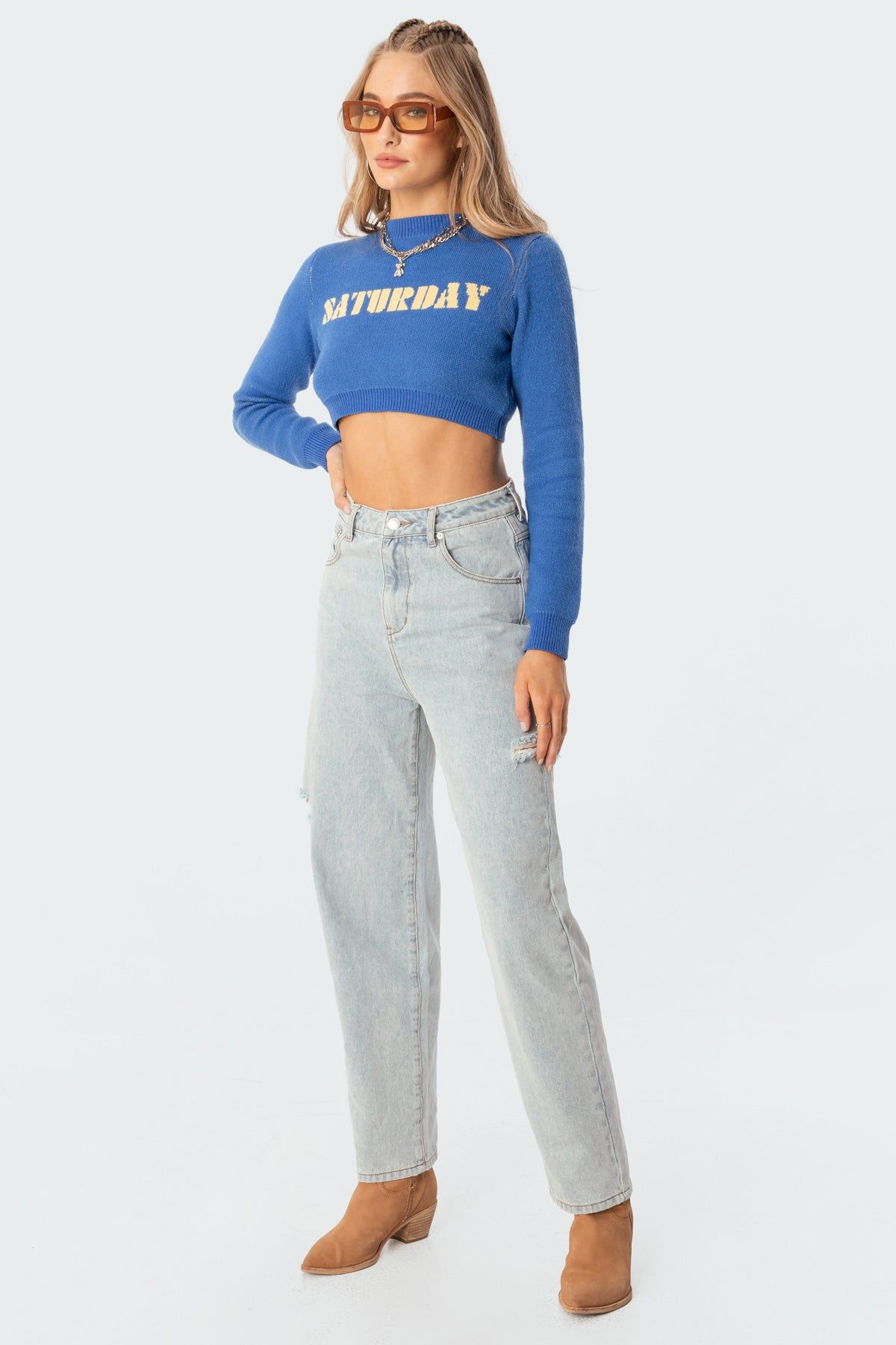 Saturday Cropped Sweater sold by Edikted product image thumbnail 3