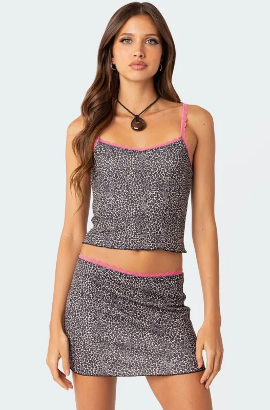 Lele Leopard Print Ribbed Tank Top sold by Edikted