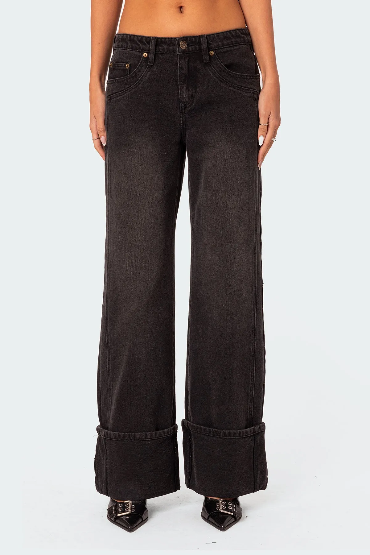 Vesper Cuffed Low Rise Jeans sold by Edikted product image thumbnail 2