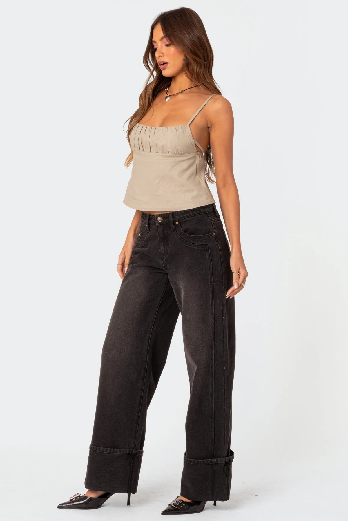Vesper Cuffed Low Rise Jeans sold by Edikted product image thumbnail 3
