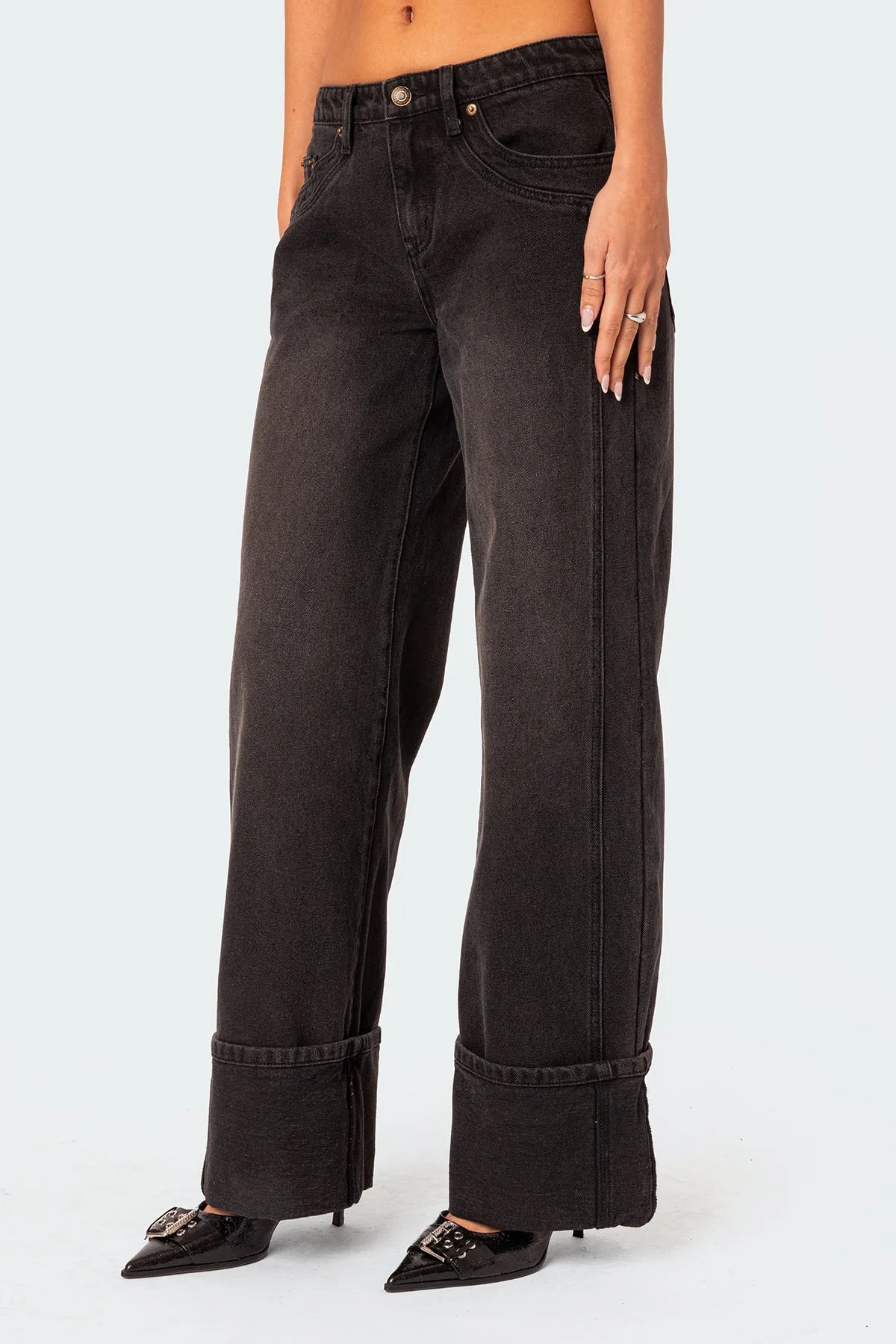 Vesper Cuffed Low Rise Jeans sold by Edikted product image thumbnail 4