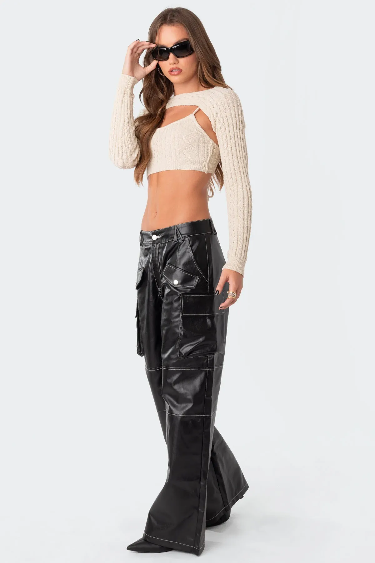 Faye Faux Leather Cargo Pants sold by Edikted product image thumbnail 3