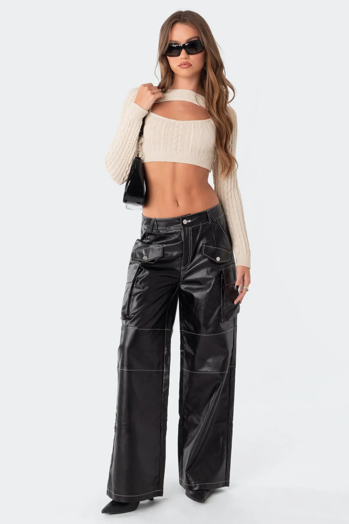 Faye Faux Leather Cargo Pants sold by Edikted