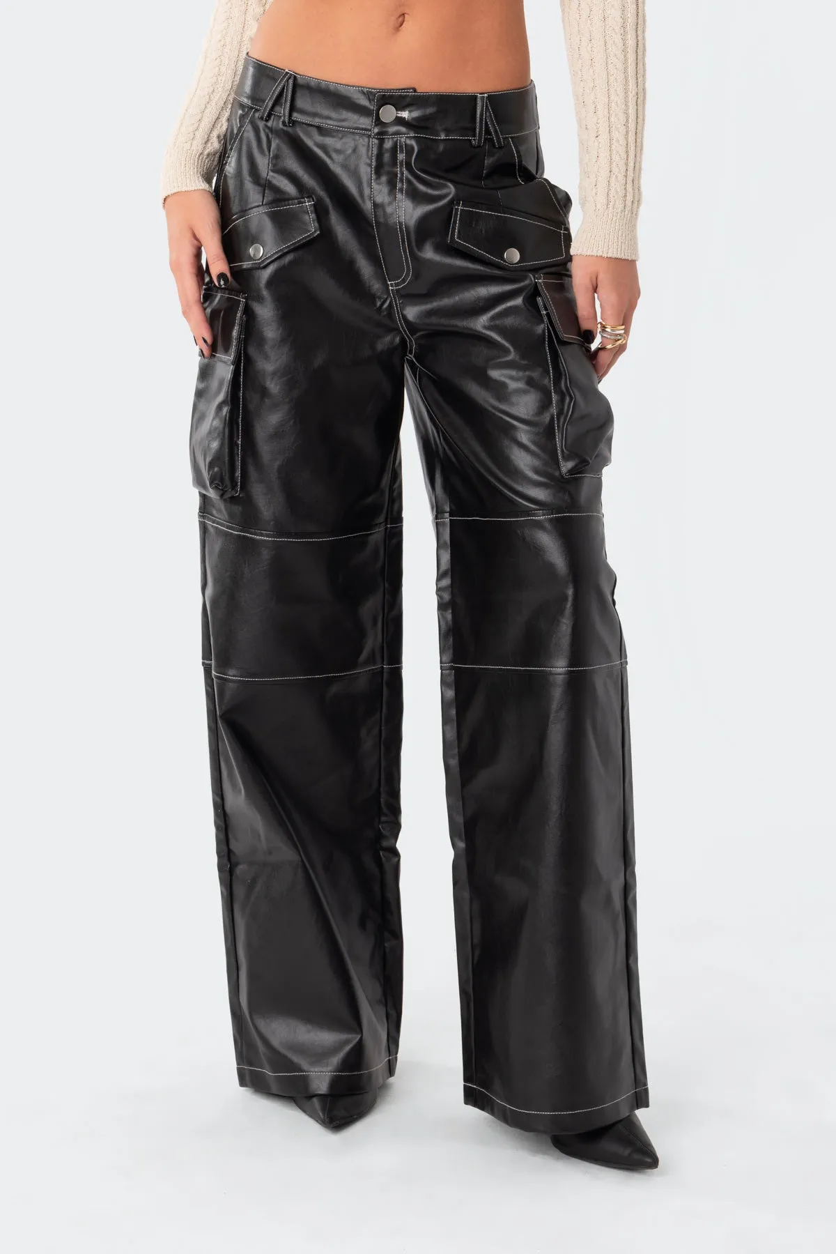 Faye Faux Leather Cargo Pants sold by Edikted product image thumbnail 2