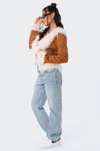 Faux Fur Trim Coat sold by Edikted