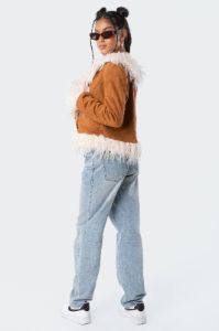 Faux Fur Trim Coat sold by Edikted