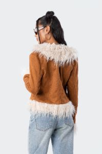 Faux Fur Trim Coat sold by Edikted
