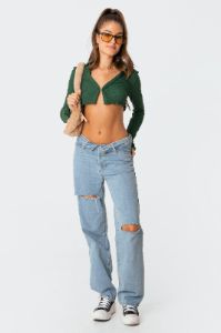 Babylock Waffle Crop Top sold by Edikted