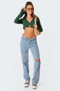 Babylock Waffle Crop Top sold by Edikted