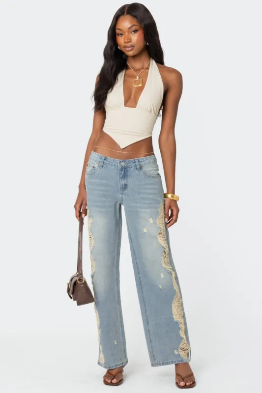 Distressed Sides Washed Jeans sold by Edikted