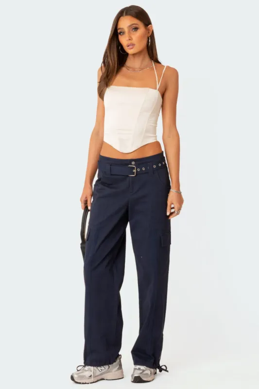 Manuel Low Rise Belted Cargo Pants sold by Edikted