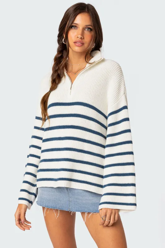 Oversized Quarter Zip Sweater sold by Edikted