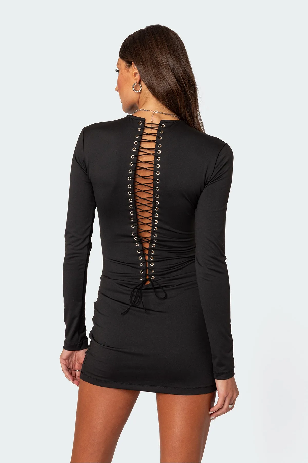 Cindy Lace Up Mini Dress sold by Edikted product image thumbnail 5