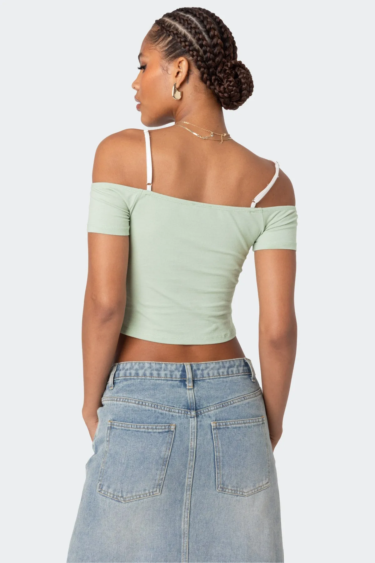 Peeking Lace Ruched Top sold by Edikted product image thumbnail 5