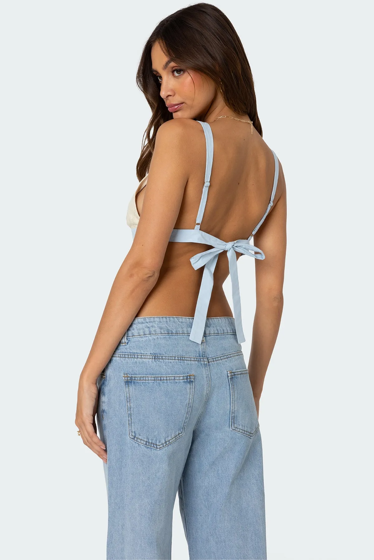 Sheer Lace Open Back Tank Top sold by Edikted product image thumbnail 5