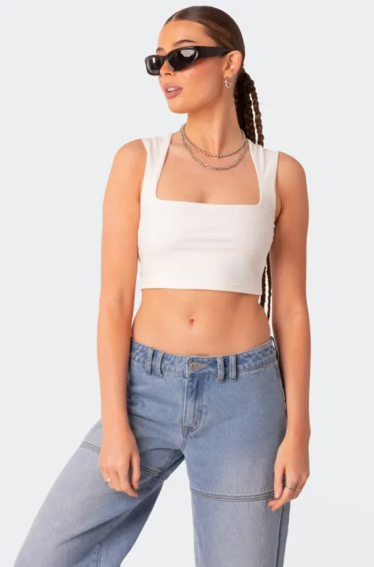 It Girl Square Neck Crop Top sold by Edikted