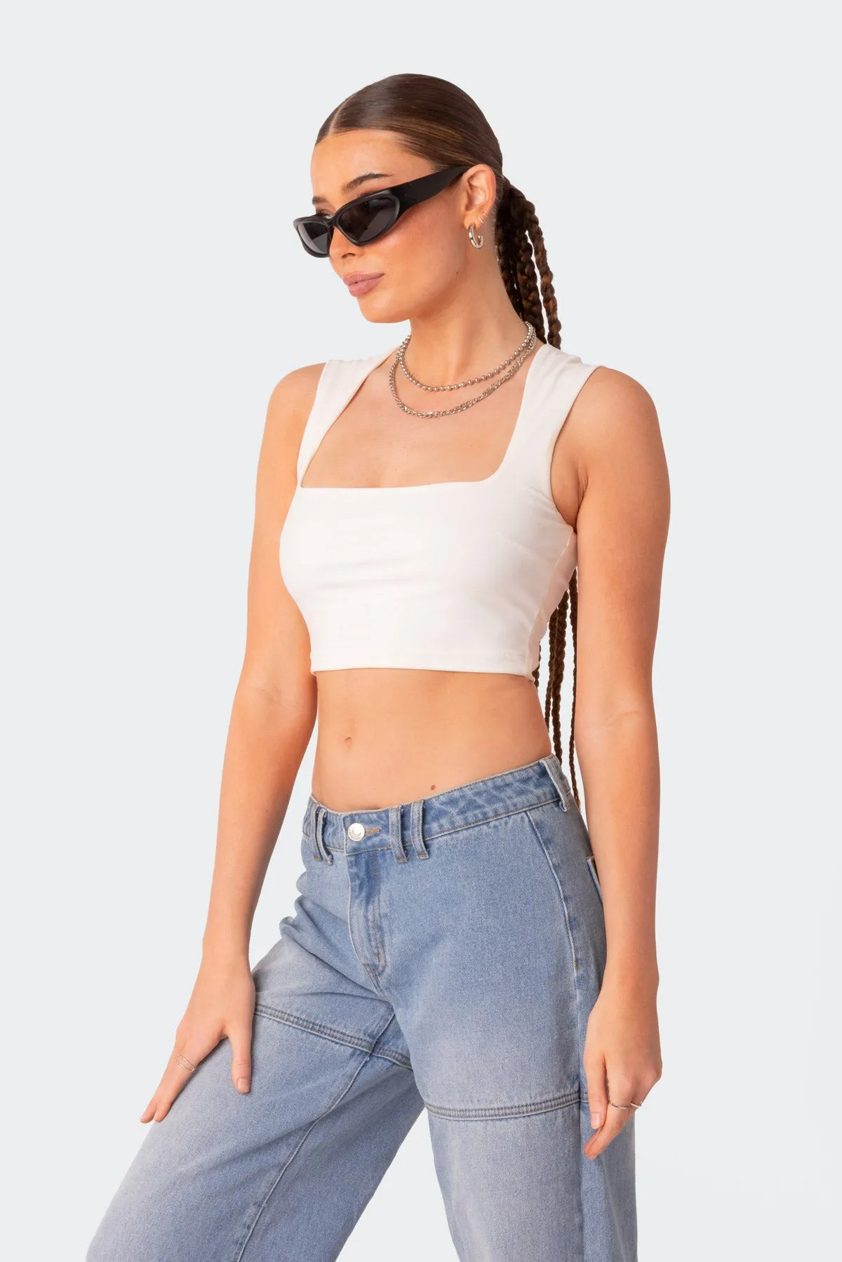 It Girl Square Neck Crop Top sold by Edikted product image thumbnail 3
