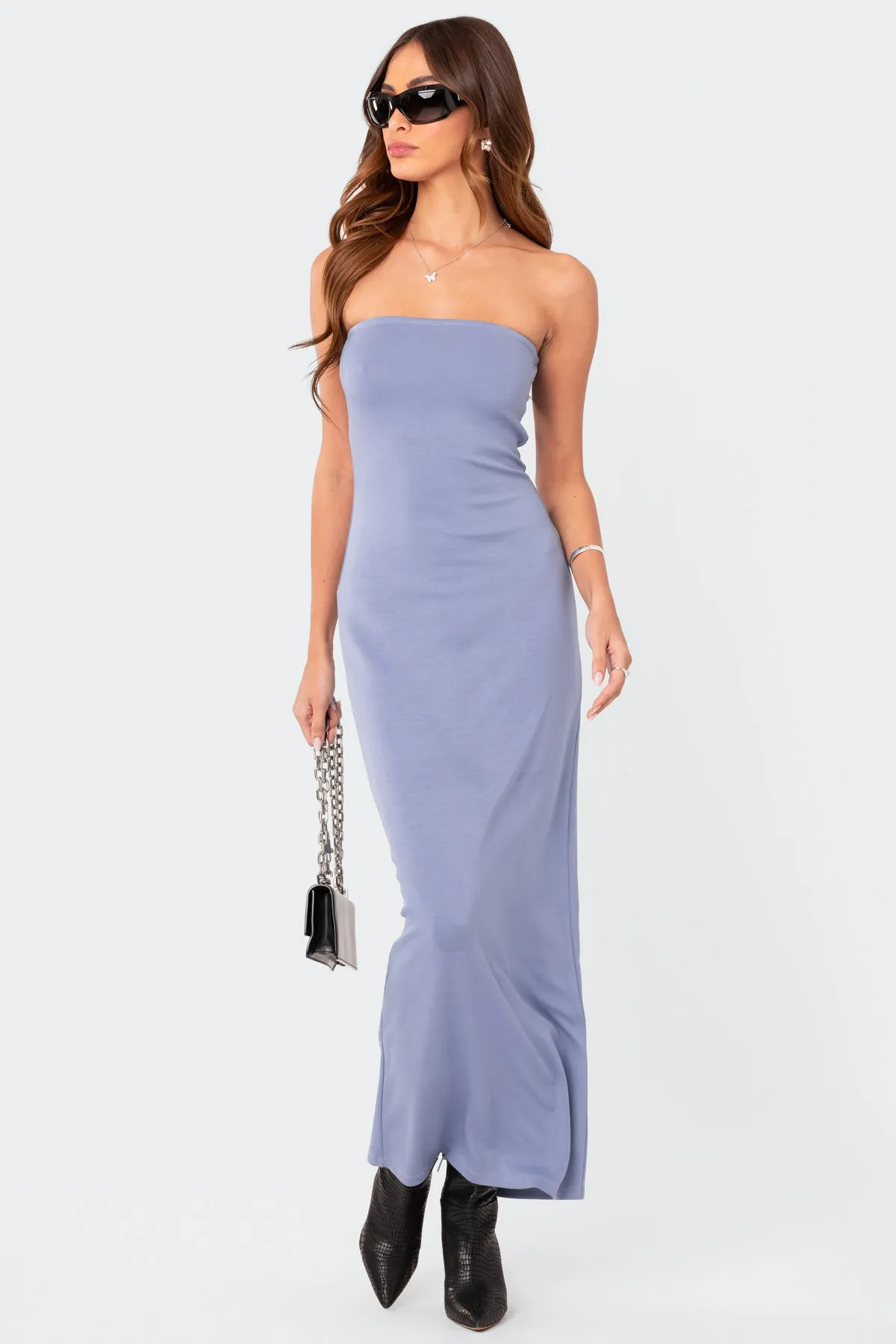 Strapless Back Slit Maxi Dress sold by Edikted