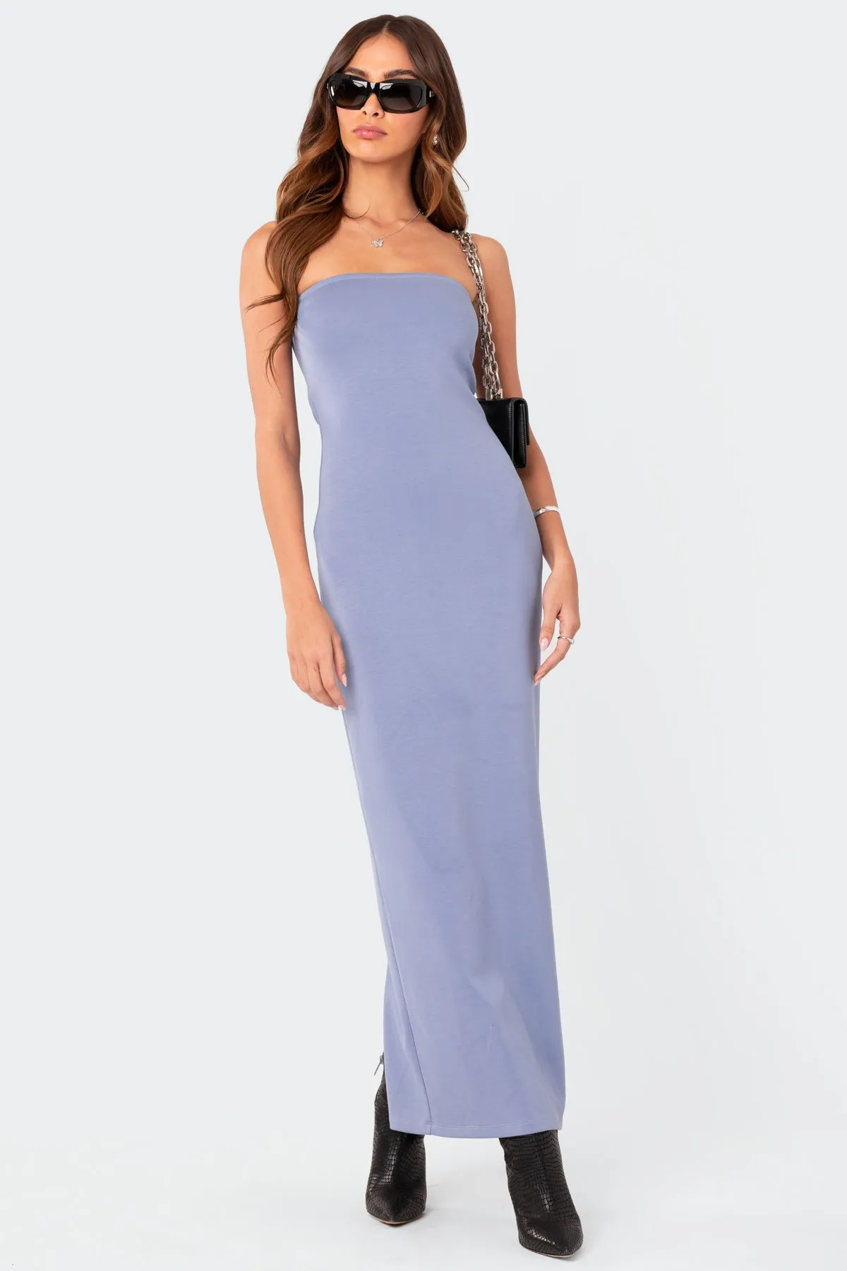 Strapless Back Slit Maxi Dress sold by Edikted product image thumbnail 5