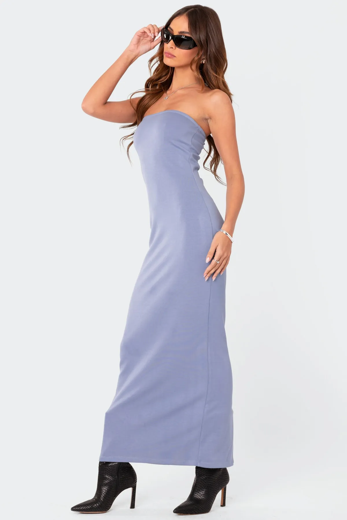 Strapless Back Slit Maxi Dress sold by Edikted product image thumbnail 2