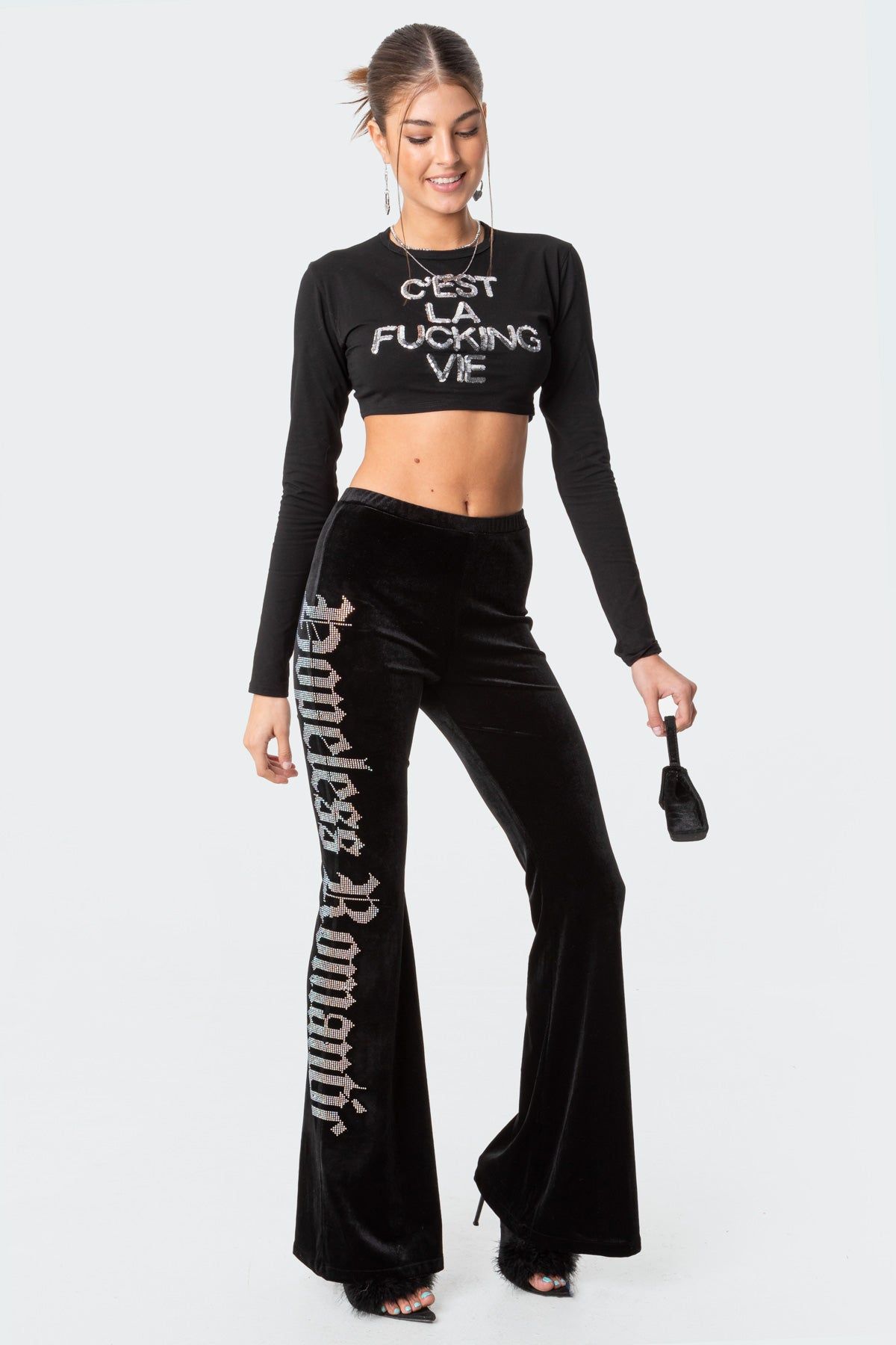 Cest La Vie Sequins Crop Top sold by Edikted product image thumbnail 4