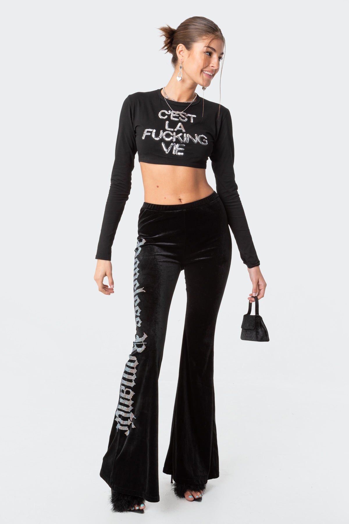 Cest La Vie Sequins Crop Top sold by Edikted product image thumbnail 2