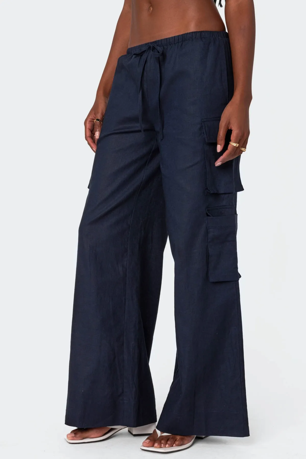 Bristol Linen Look Cargo Pants sold by Edikted product image thumbnail 3