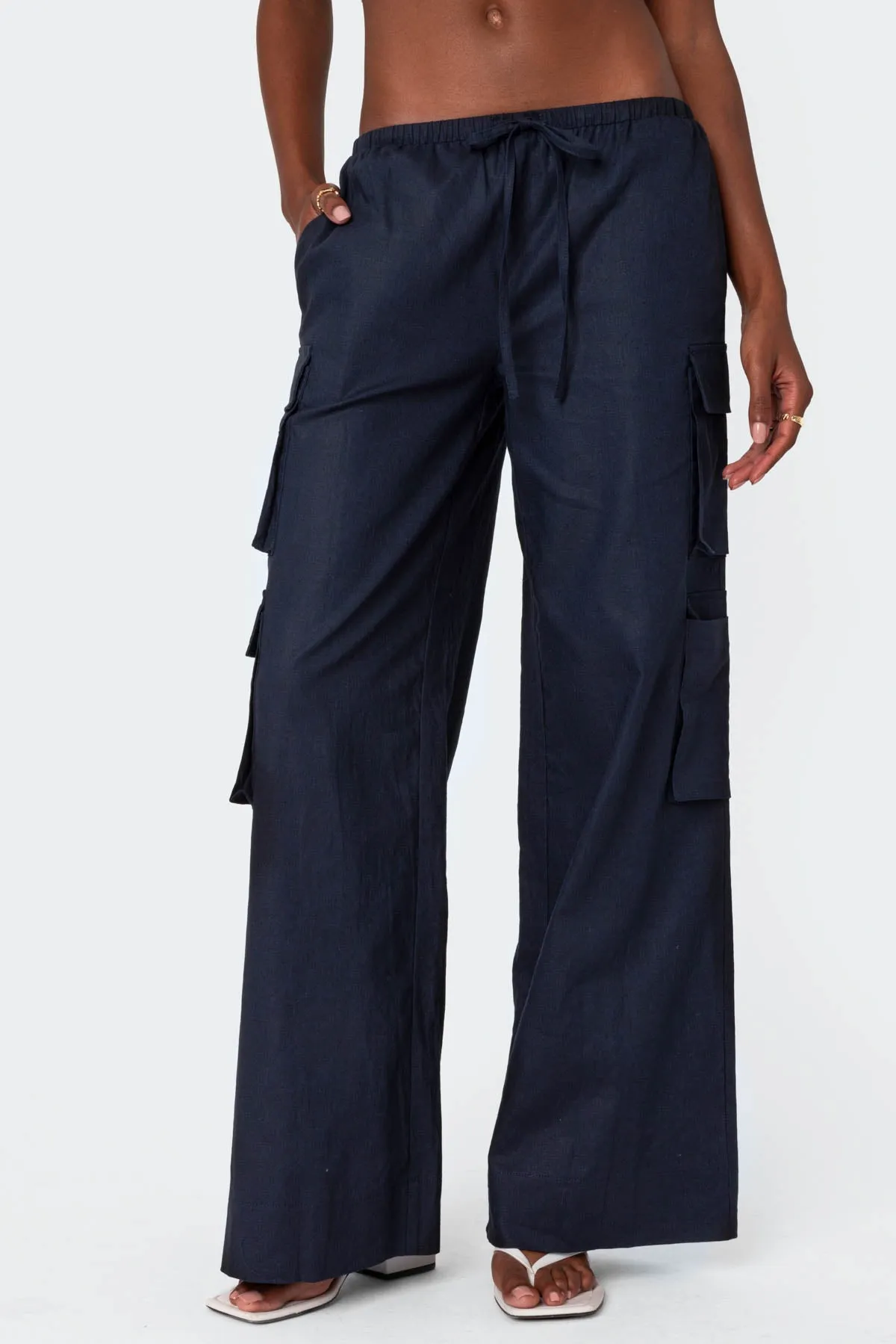 Bristol Linen Look Cargo Pants sold by Edikted product image thumbnail 2