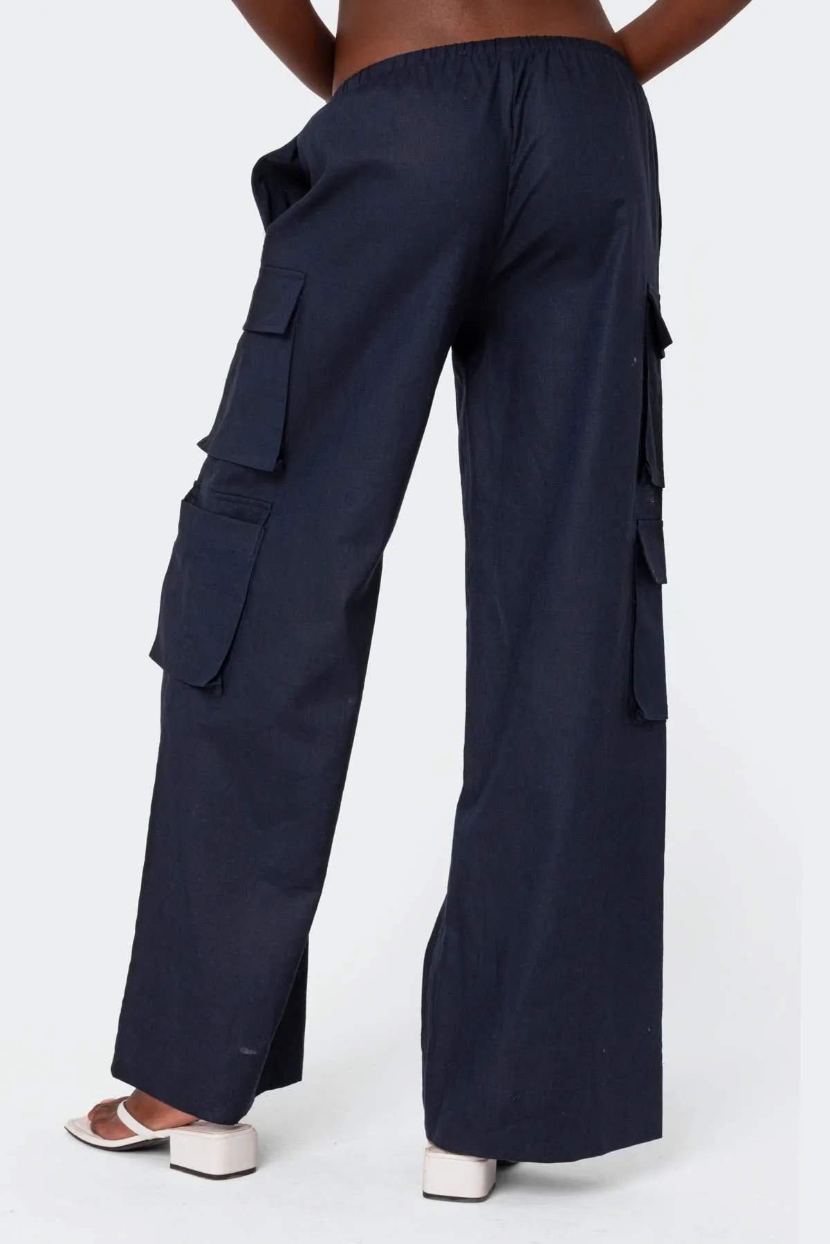 Bristol Linen Look Cargo Pants sold by Edikted product image thumbnail 4