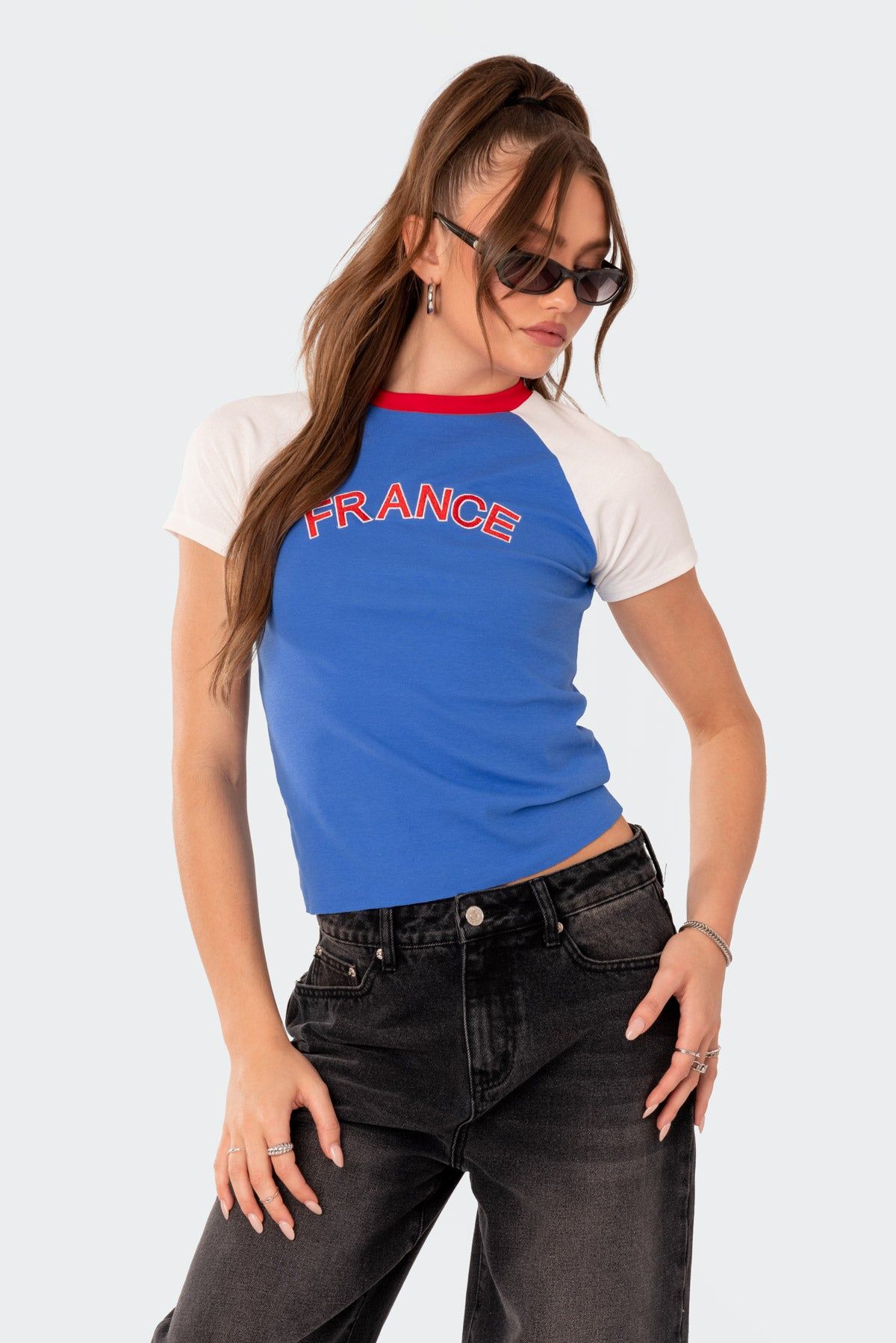 France Raglan T Shirt sold by Edikted