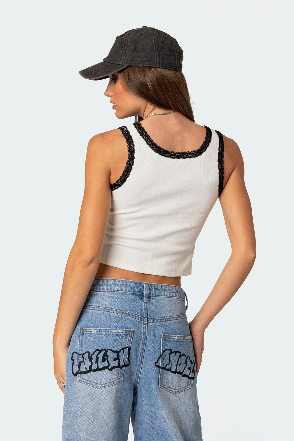 Alix Lacey Ribbed Tank Top sold by Edikted product image thumbnail 3