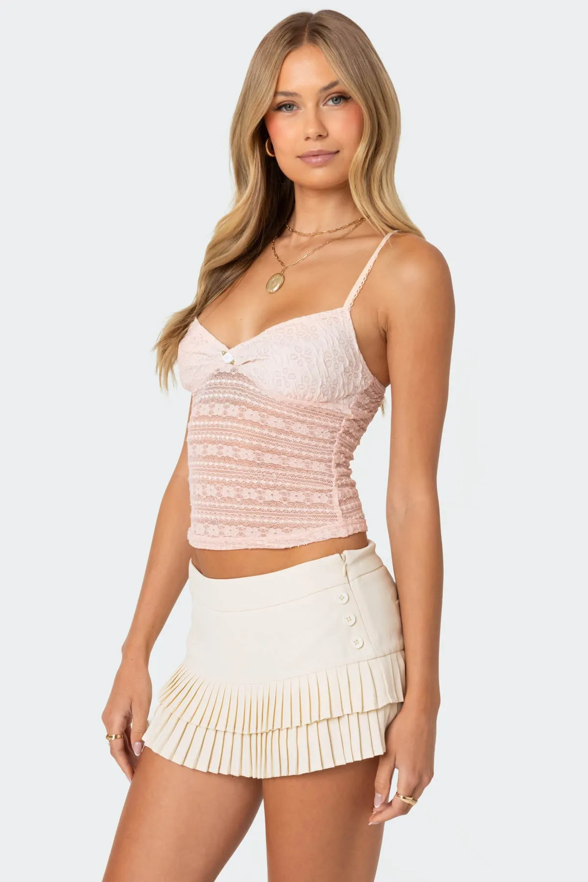 Tuesday Textured Lace Tank Top sold by Edikted product image thumbnail 3