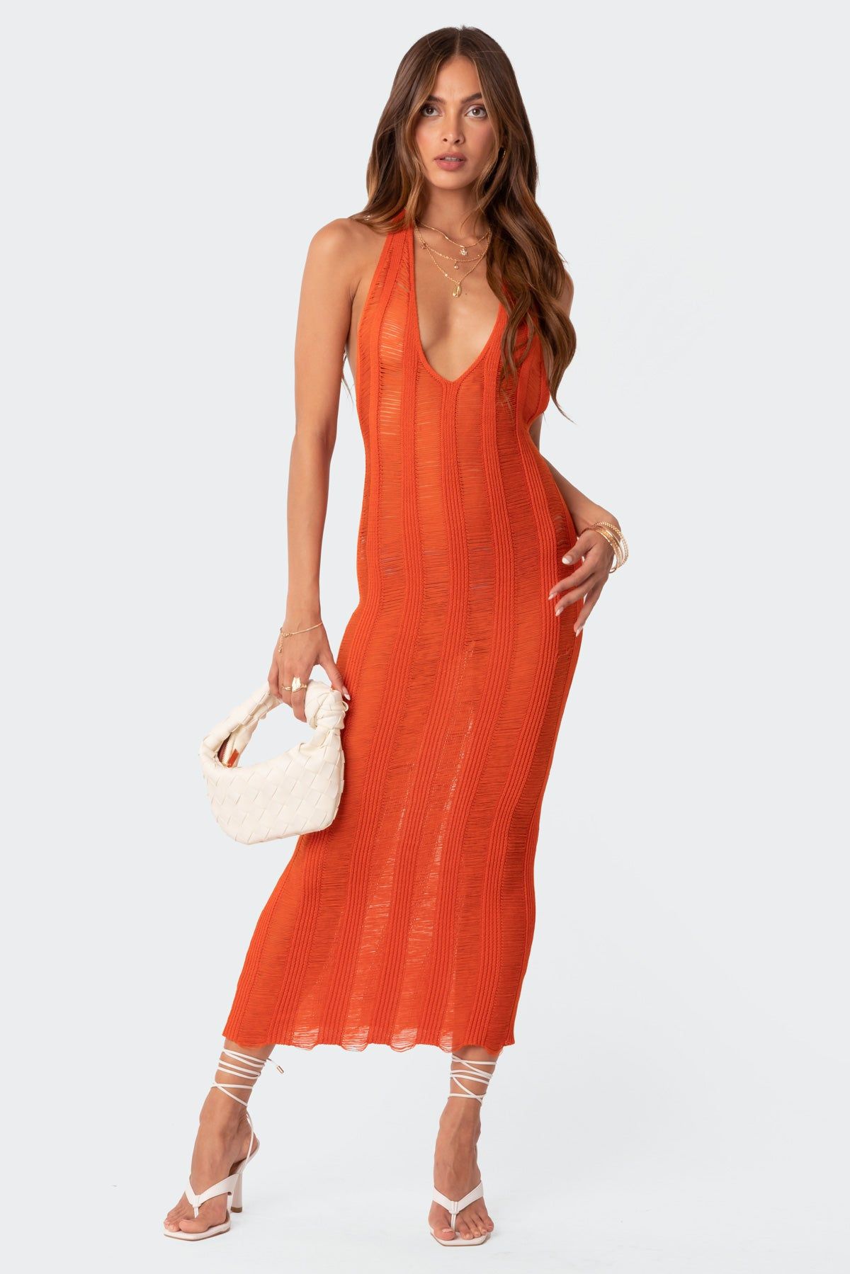 Kaylee Distressed Open Back Knit Maxi Dress sold by Edikted product image thumbnail 3