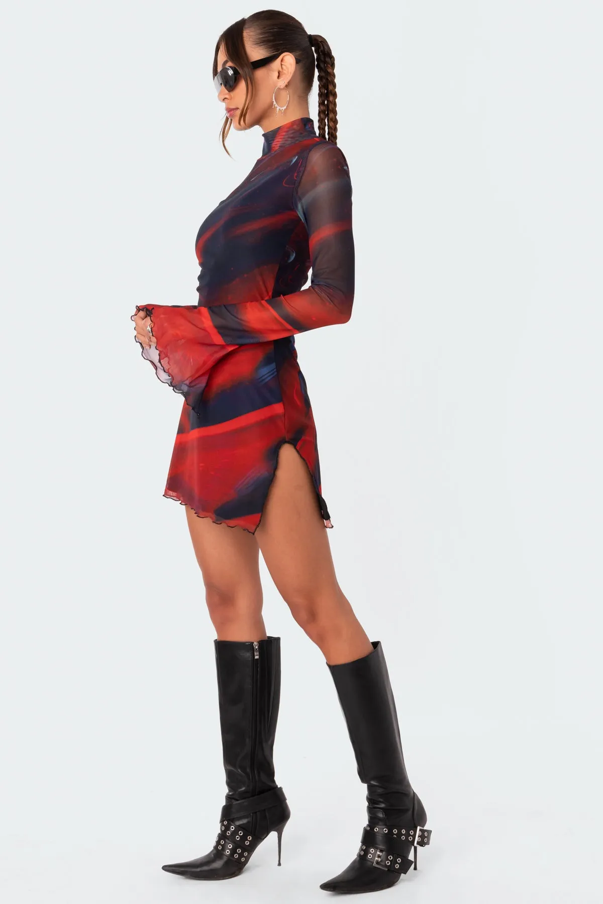 Sparks Fly Side Slitted Mesh Mini Dress sold by Edikted product image thumbnail 2