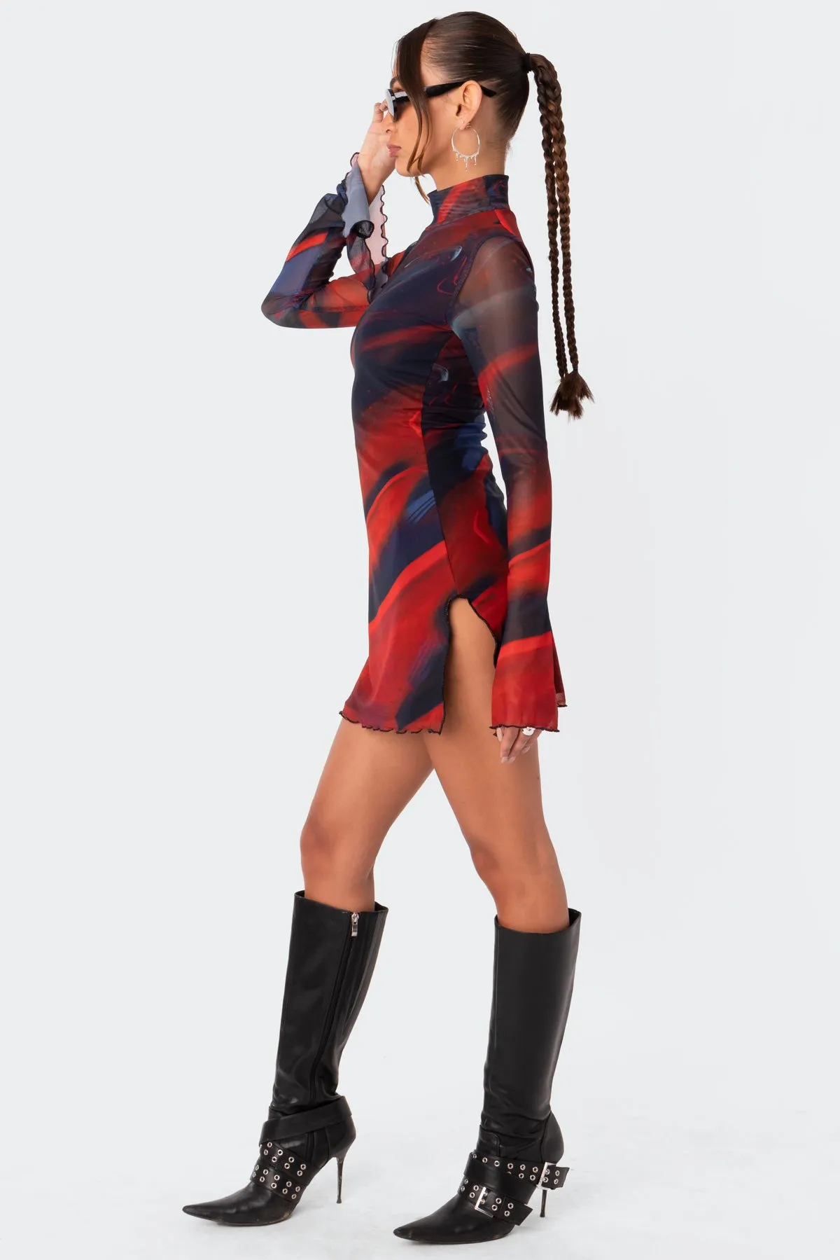 Sparks Fly Side Slitted Mesh Mini Dress sold by Edikted product image thumbnail 3