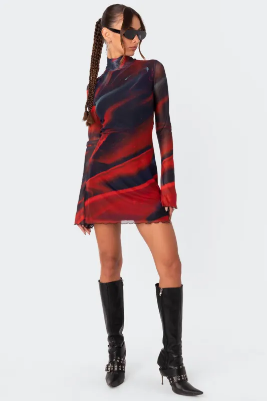 Sparks Fly Side Slitted Mesh Mini Dress sold by Edikted