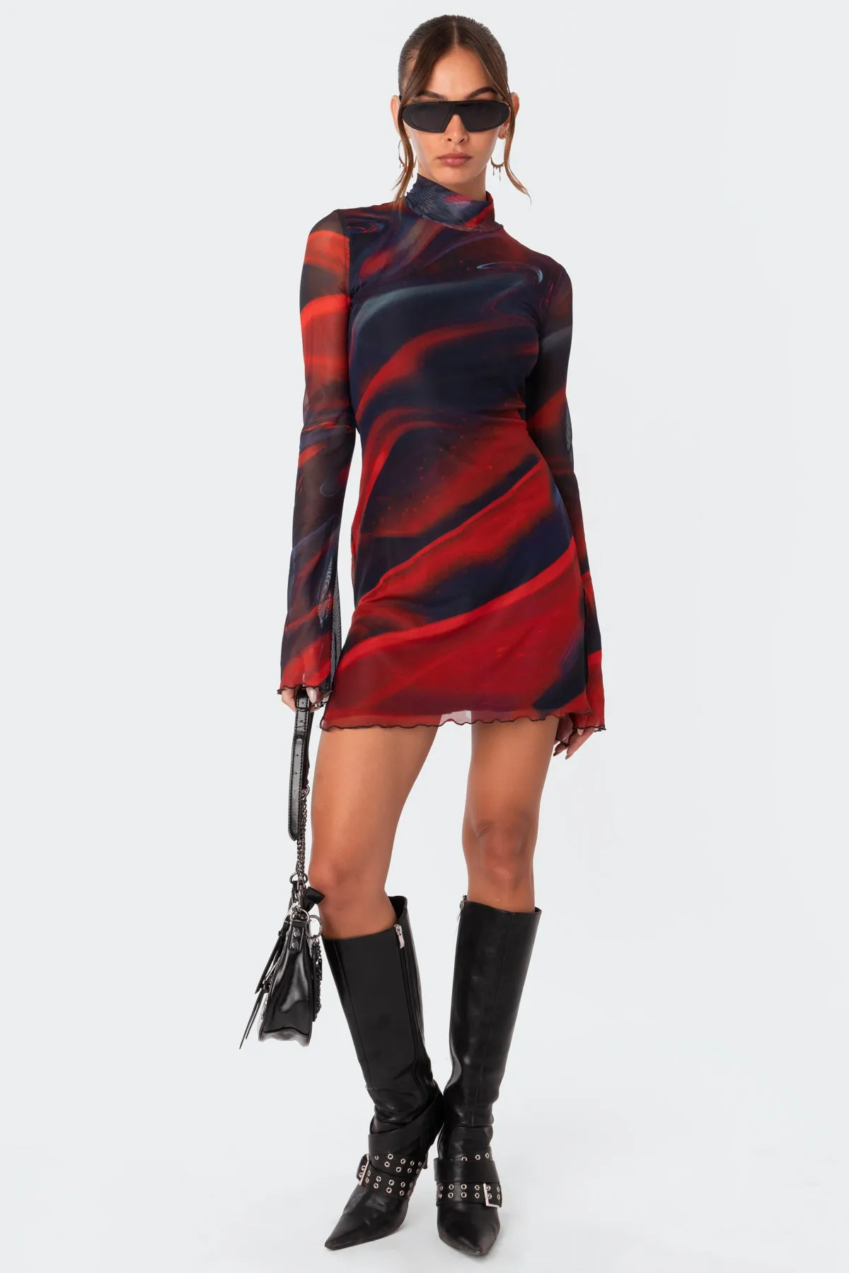 Sparks Fly Side Slitted Mesh Mini Dress sold by Edikted product image thumbnail 5