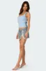 Eyelet Lace Up Denim Mini Skirt sold by Edikted