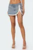 Eyelet Lace Up Denim Mini Skirt sold by Edikted