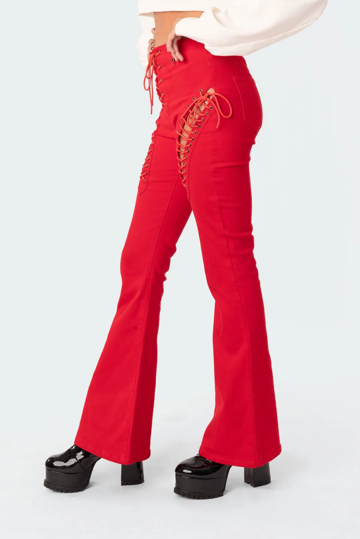 Engine Red Flared Jeans sold by Edikted product image thumbnail 4