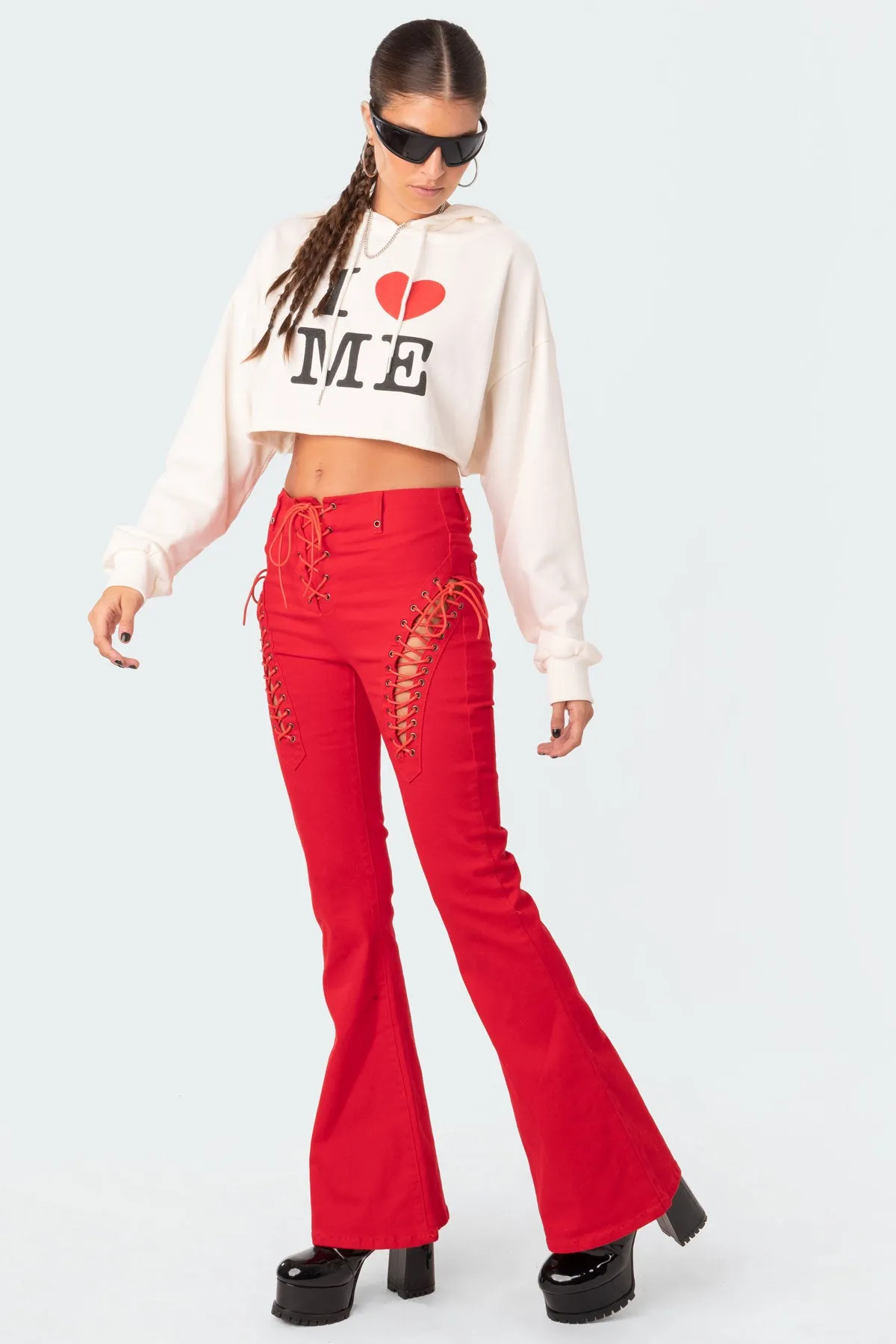 Engine Red Flared Jeans sold by Edikted product image thumbnail 3