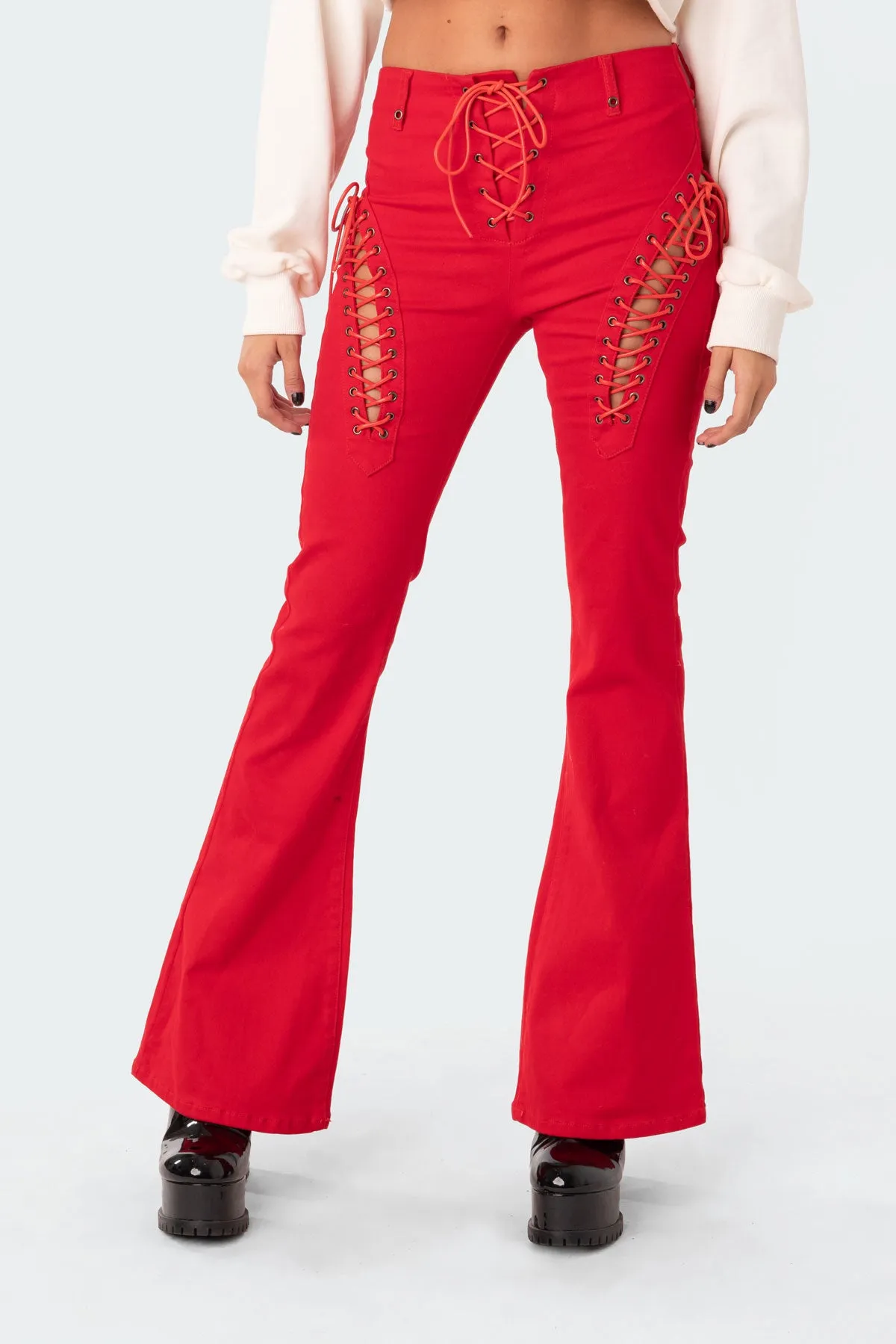 Engine Red Flared Jeans sold by Edikted product image thumbnail 2