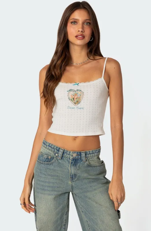 Divine Hearts Pointelle Tank Top made by Edikted